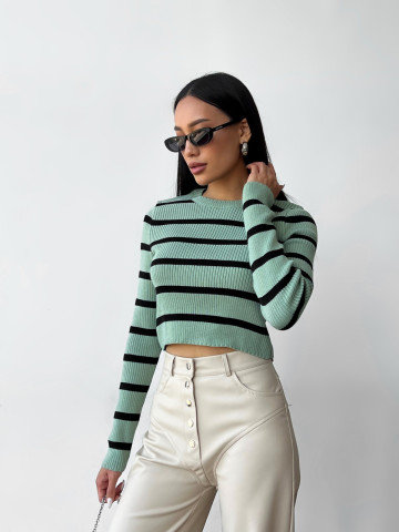 Топ рубчик смужка Rotterdam Оливка - чорний